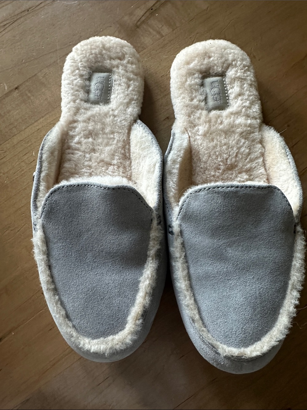 UGG Women's Gray Suede Sheepskin-Lined Slip-On Slippers